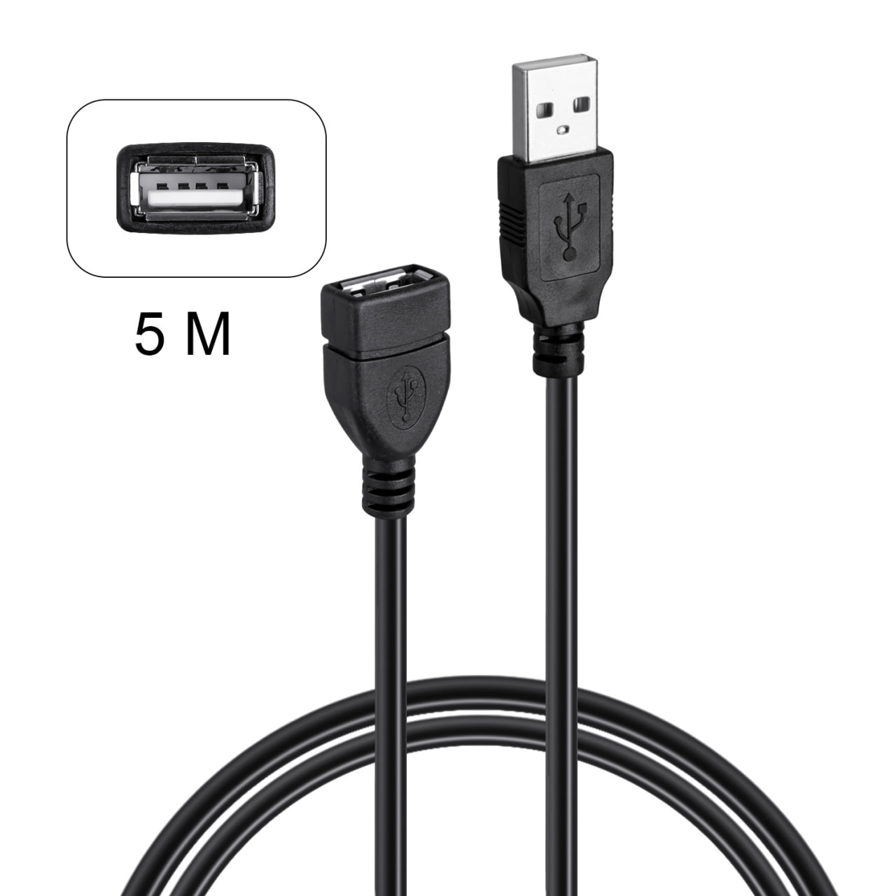 Кабель удлинитель USB 2.0 5M черный