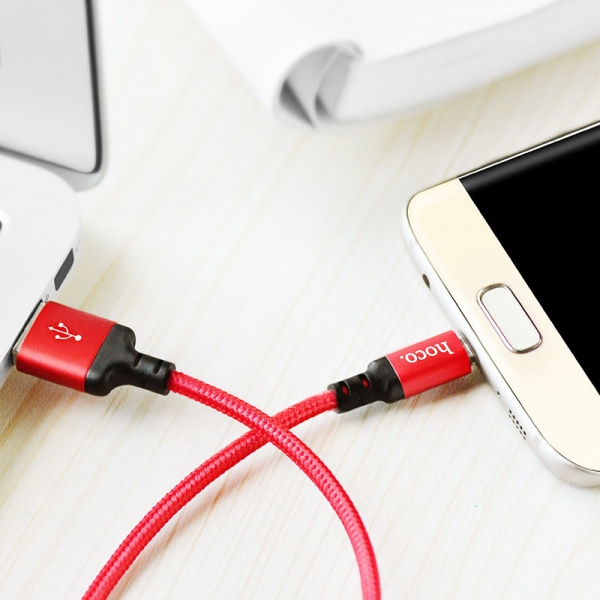 Кабель Hoco X14 USB - micro USB, 1 м красно-черный