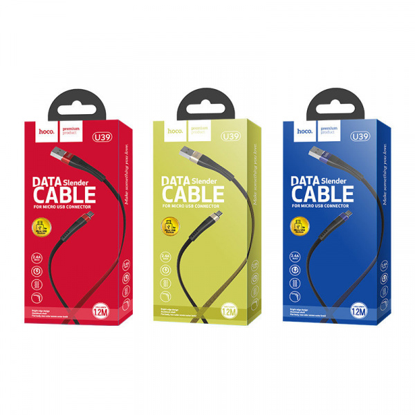 Кабель hoco U39 Slender USB - micro USB, 1.2 м черно-золотой