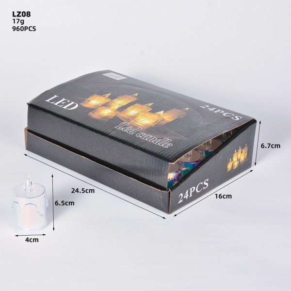Светодиодная беспламенная свеча Led Candle 6,5*4 см набор 24 шт