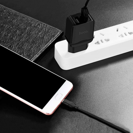 Сетевое зарядное устройство Hoco C33A, 2 USB, 2.4А, черный