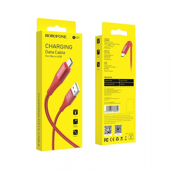 Кабель Borofone BX29 Endurant USB - micro USB, 1 м красный