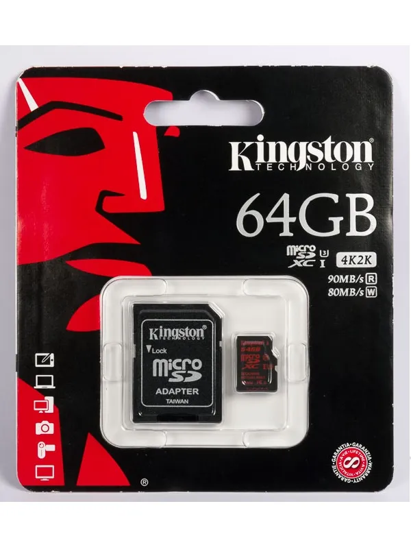 Карта памяти Kingston 64 Gb с адаптером